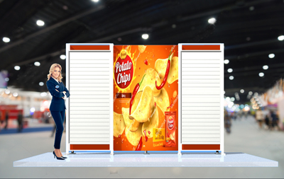 slatwall trade show display with graphics