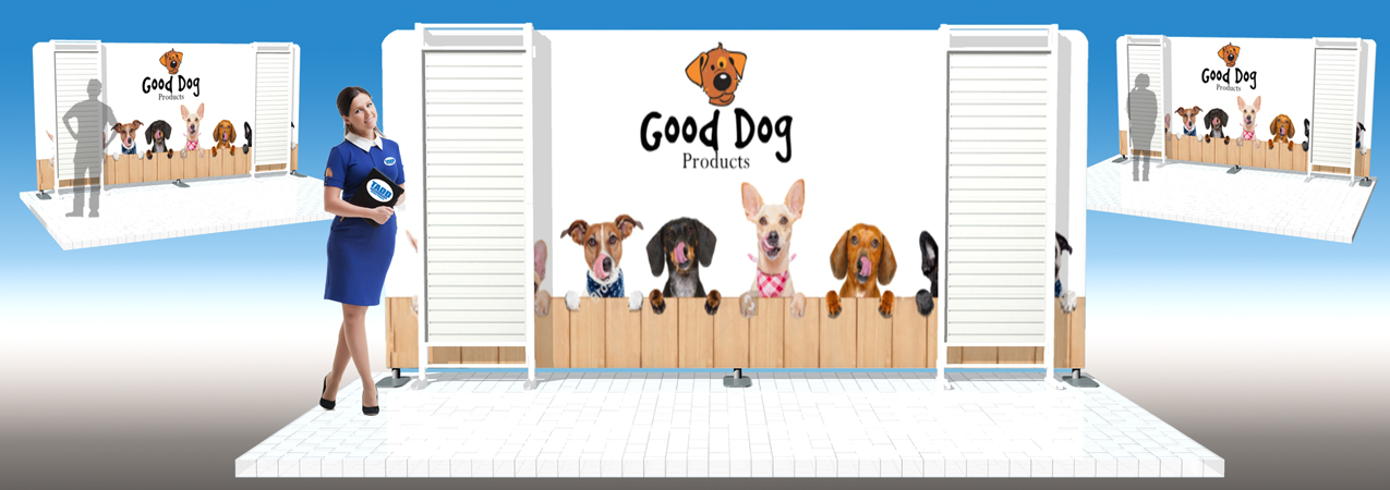 20 ft slat wall displayy for trade shows with large fabric graphic low price