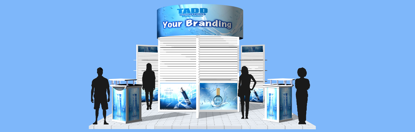 island Trade Show Booth slat wall