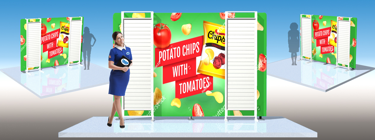 trade show display with large fabric graphic exhibit