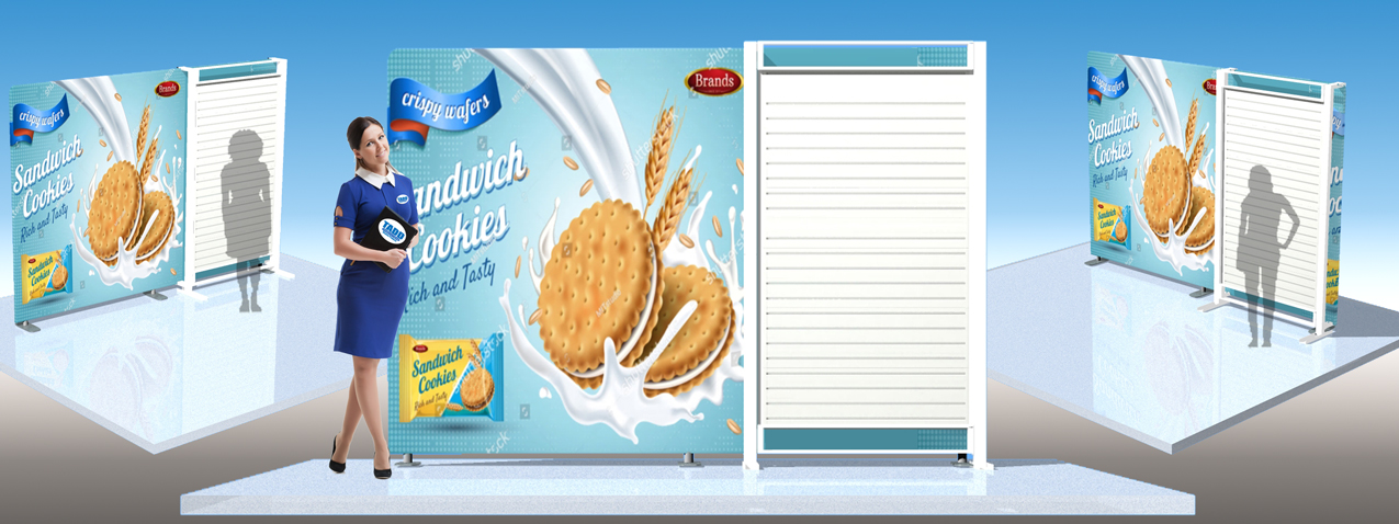 slatwall trade show displays with fabric background