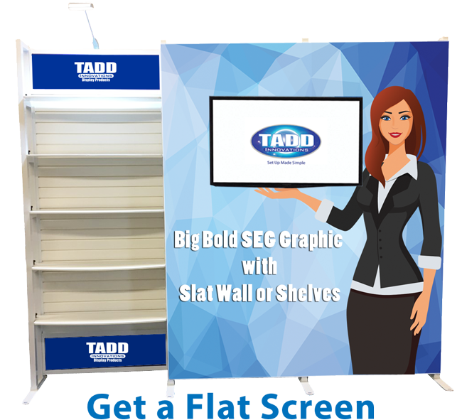Trade show booth with flat screen