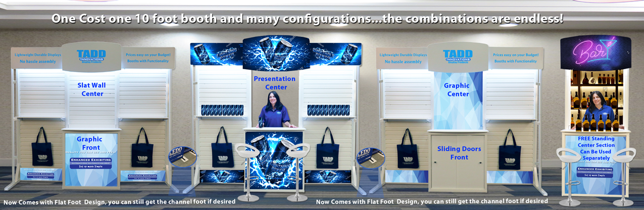 presentation table trade show display with slat wall