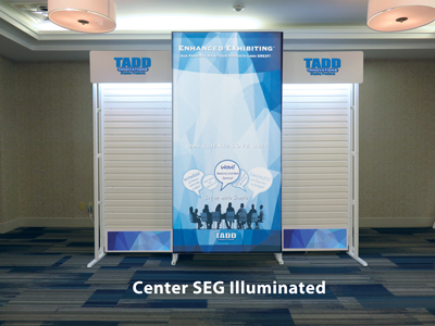 Slat wall with SEG graphic back lite