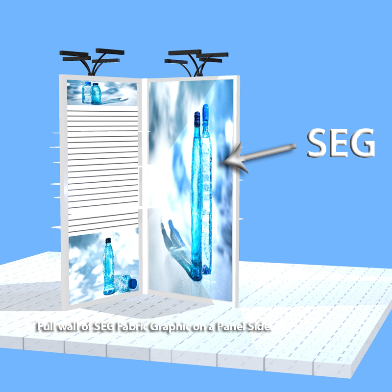SEG fabric graphic of one side of trade show display