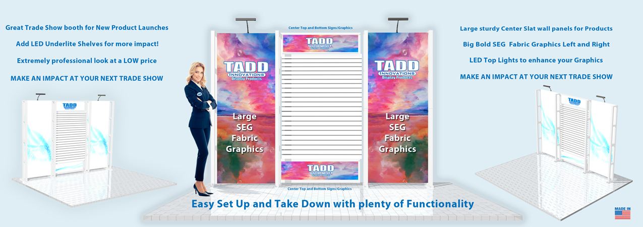 trade show booth big bold seg graphics and slat wall