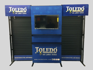Trade show displays with slat wall and flatsceen