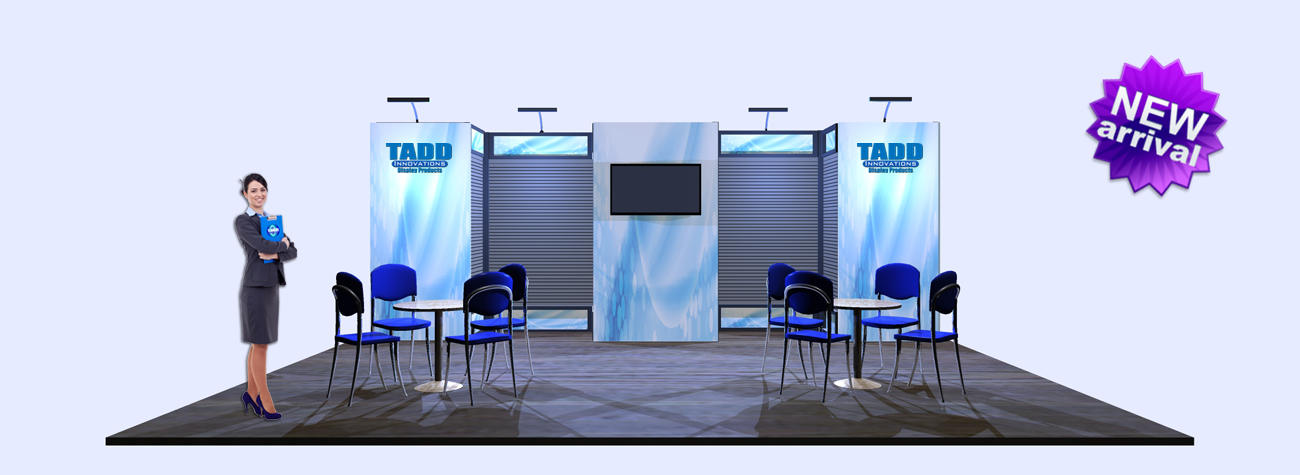20 foot trade show booth with slat wall