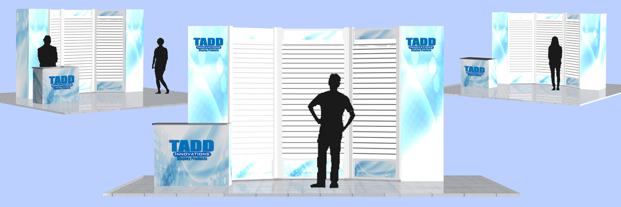 10 ft trade show display booth with slatwall and SEG graphics